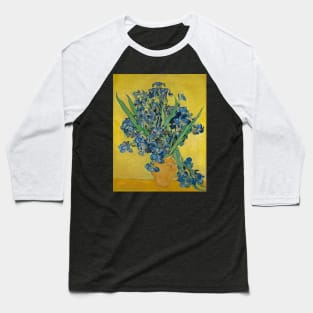 Vase with irises against a yellow background by van Gogh Baseball T-Shirt